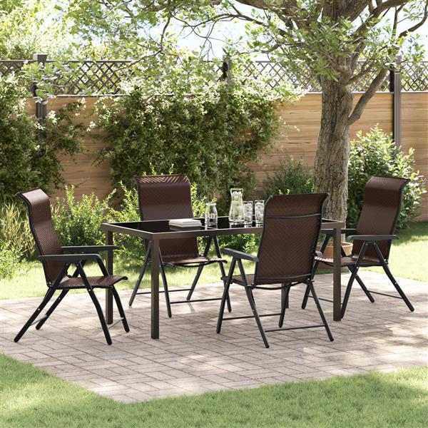 Grote foto vidaxl 5 delige tuinset eetset bruin poly rattan tuin en terras tuinmeubelen