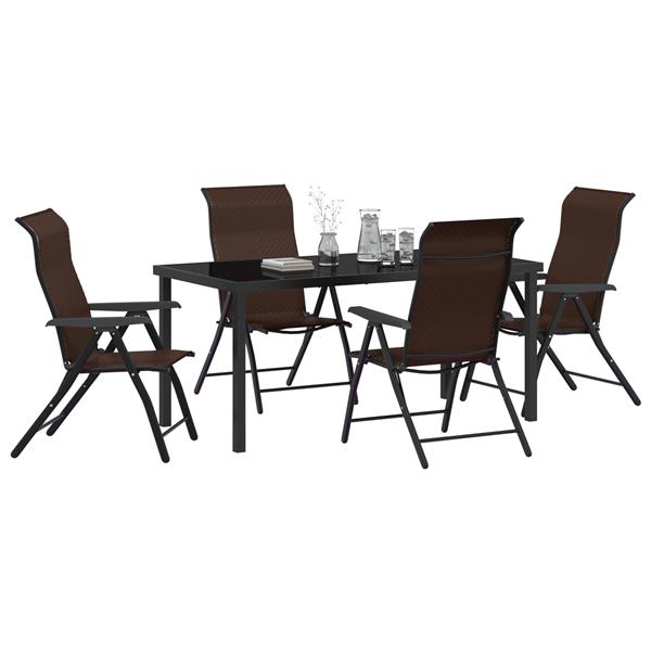 Grote foto vidaxl 5 delige tuinset eetset bruin poly rattan tuin en terras tuinmeubelen