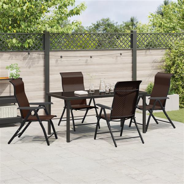 Grote foto vidaxl 5 delige tuinset eetset bruin poly rattan tuin en terras tuinmeubelen