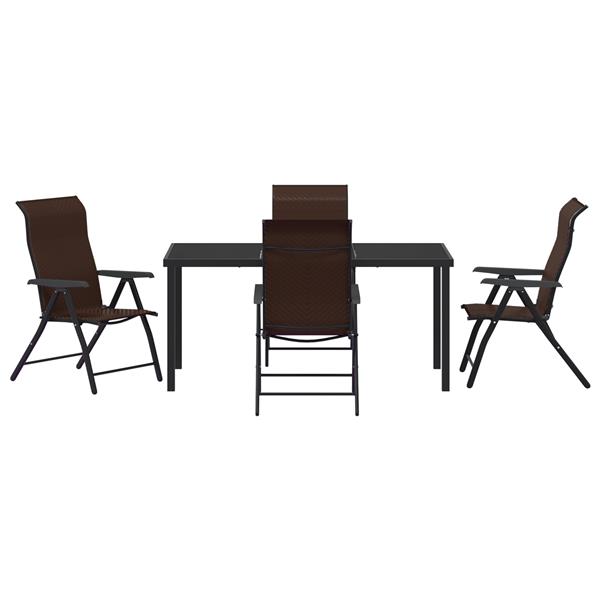 Grote foto vidaxl 5 delige tuinset eetset bruin poly rattan tuin en terras tuinmeubelen