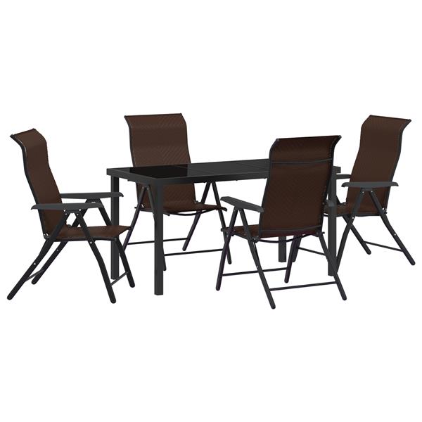 Grote foto vidaxl 5 delige eetset voor de tuin bruin poly rattan tuin en terras tuinmeubelen