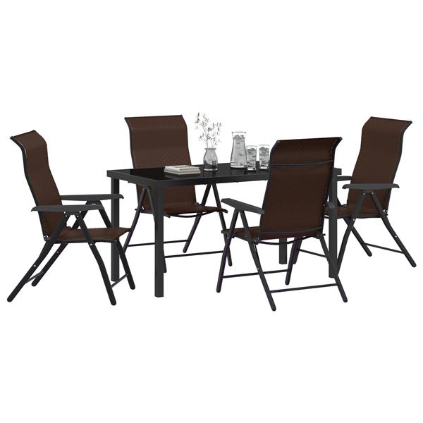 Grote foto vidaxl 5 delige eetset voor de tuin bruin poly rattan tuin en terras tuinmeubelen