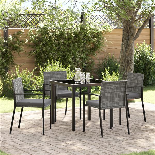 Grote foto vidaxl 5 delige tuinset grijs van poly rattan tuin en terras tuinmeubelen