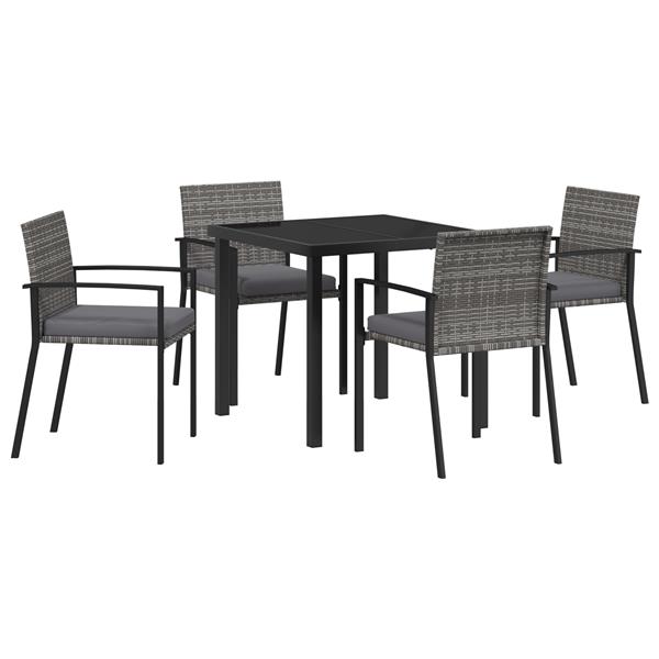 Grote foto vidaxl 5 delige tuinset grijs van poly rattan tuin en terras tuinmeubelen