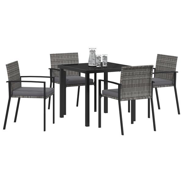 Grote foto vidaxl 5 delige tuinset grijs van poly rattan tuin en terras tuinmeubelen