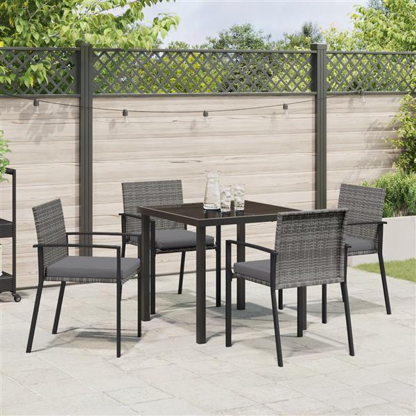 Grote foto vidaxl 5 delige tuinset grijs van poly rattan tuin en terras tuinmeubelen