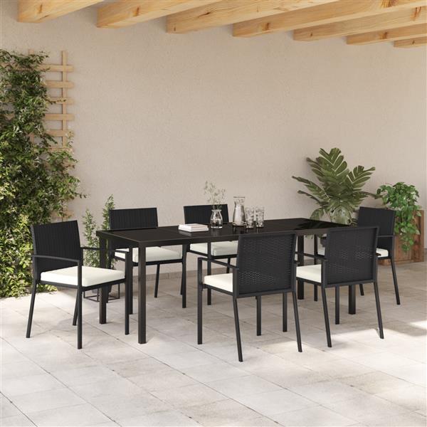 Grote foto vidaxl 7 delige tuinset zwart poly rattan tuin en terras tuinmeubelen