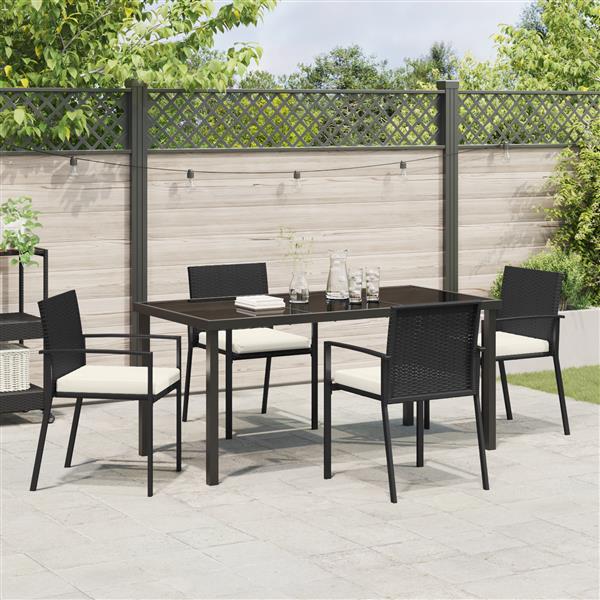 Grote foto vidaxl 5 delige tuintafelset zwart poly rattan tuin en terras tuinmeubelen