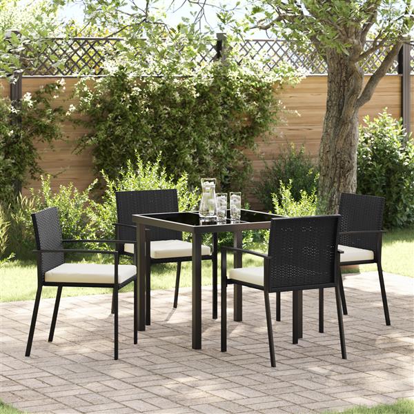 Grote foto vidaxl 5 delige tuinset zwart poly rattan tuin en terras tuinmeubelen