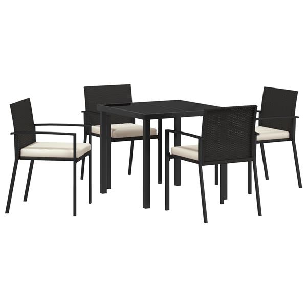 Grote foto vidaxl 5 delige tuinset zwart poly rattan tuin en terras tuinmeubelen