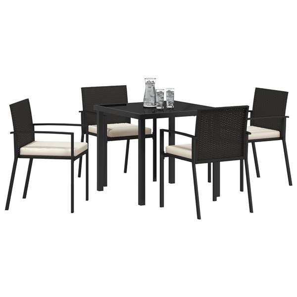 Grote foto vidaxl 5 delige tuinset zwart poly rattan tuin en terras tuinmeubelen