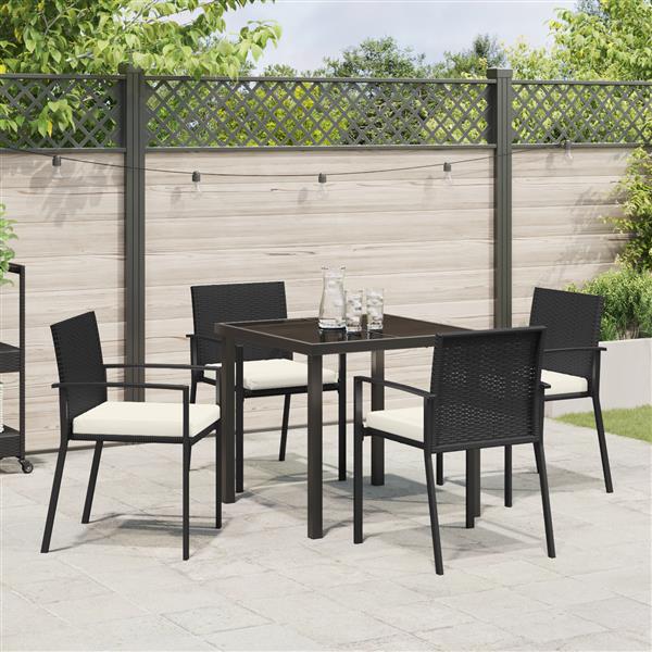 Grote foto vidaxl 5 delige tuinset zwart poly rattan tuin en terras tuinmeubelen