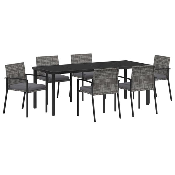 Grote foto vidaxl 7 delige tuin eetset grijs poly rattan tuin en terras tuinmeubelen