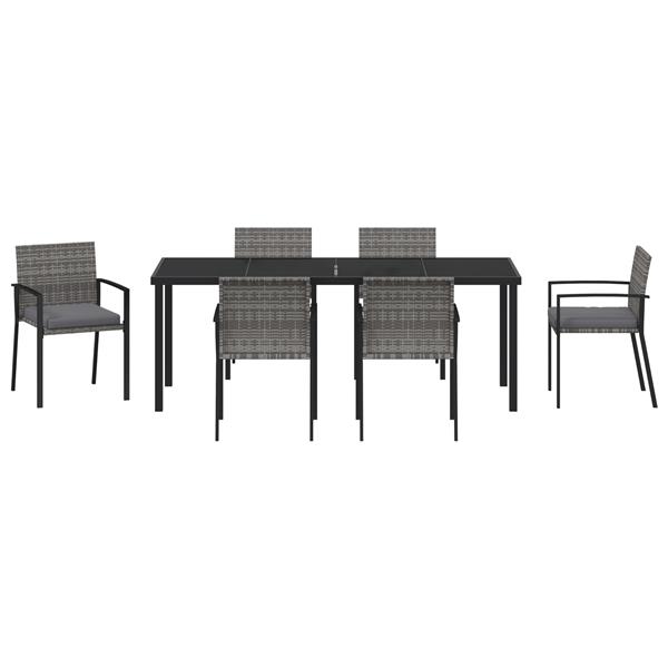 Grote foto vidaxl 7 delige tuin eetset grijs poly rattan tuin en terras tuinmeubelen