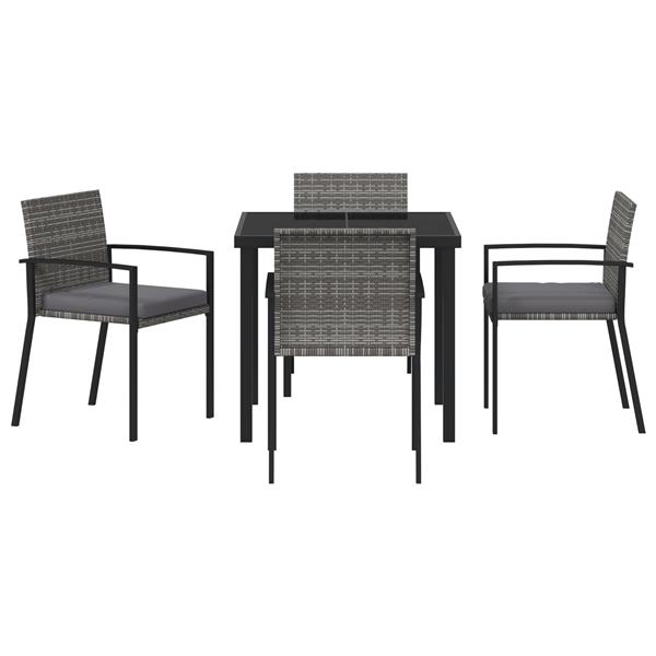 Grote foto vidaxl 5 delige tuin eetset grijs poly rattan tuin en terras tuinmeubelen