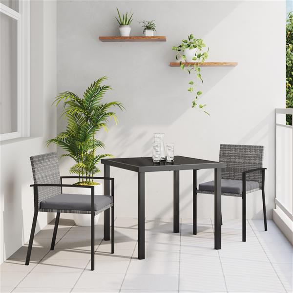 Grote foto vidaxl 3 delige tuinset grijs poly rattan tuin en terras tuinmeubelen