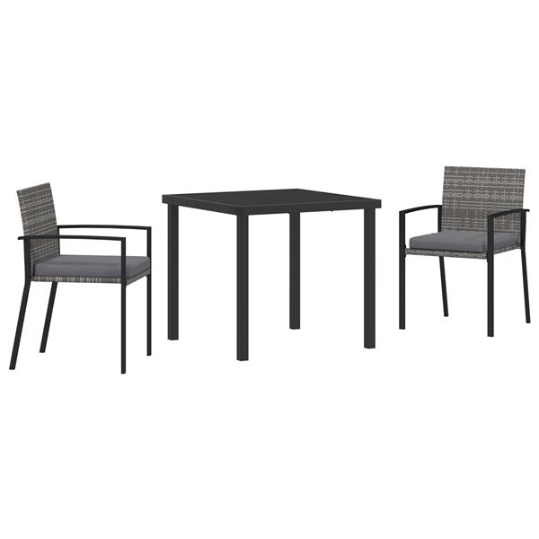 Grote foto vidaxl 3 delige tuinset grijs poly rattan tuin en terras tuinmeubelen