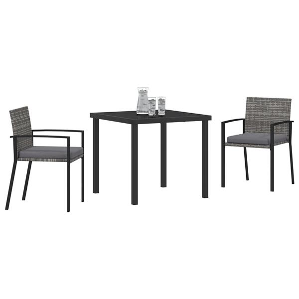 Grote foto vidaxl 3 delige tuinset grijs poly rattan tuin en terras tuinmeubelen