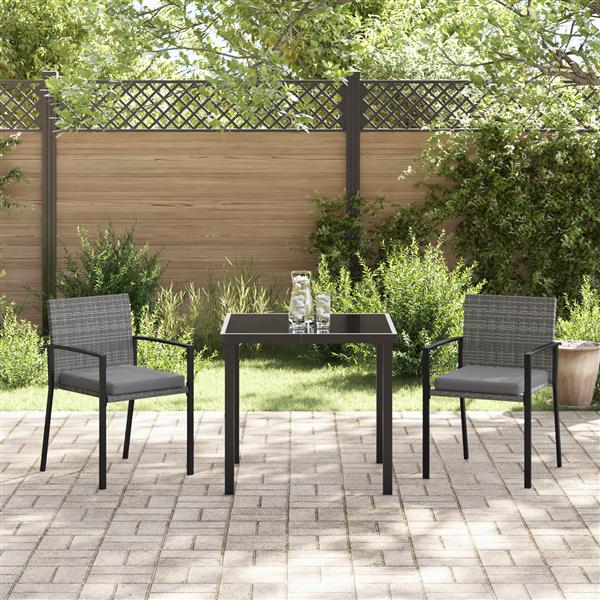 Grote foto vidaxl 3 delige tuinset grijs poly rattan tuin en terras tuinmeubelen