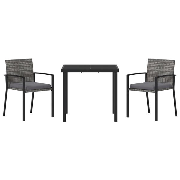 Grote foto vidaxl 3 delige tuinset grijs poly rattan tuin en terras tuinmeubelen