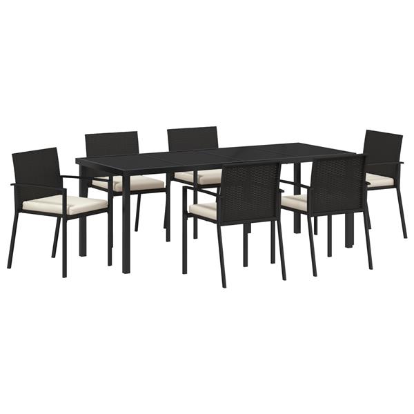 Grote foto vidaxl 7 delige tuinset zwart poly rattan tuin en terras tuinmeubelen