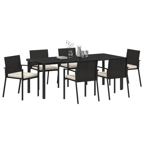Grote foto vidaxl 7 delige tuinset zwart poly rattan tuin en terras tuinmeubelen
