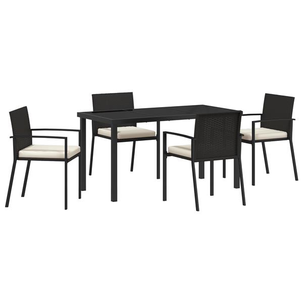 Grote foto vidaxl 5 delige tuinset zwart poly rattan tuin en terras tuinmeubelen