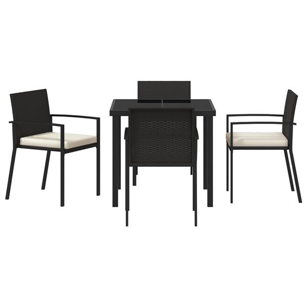Grote foto vidaxl 5 delige tuin eetset zwart poly rattan tuin en terras tuinmeubelen