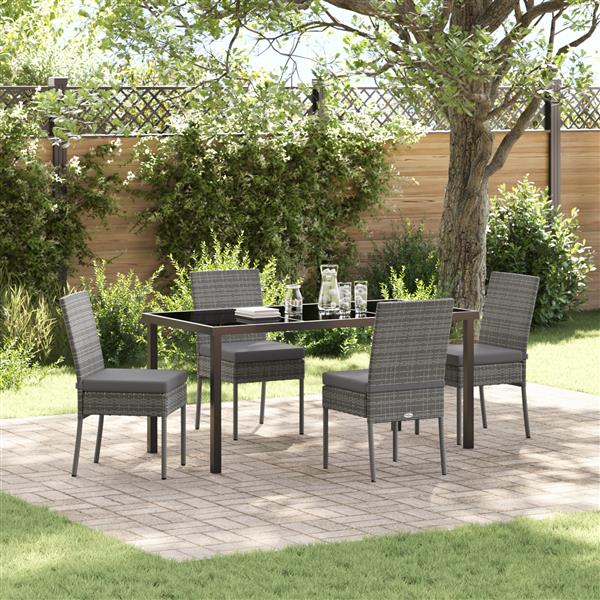 Grote foto vidaxl 5 delige tuinset grijs poly rattan tuin en terras tuinmeubelen
