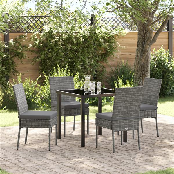 Grote foto vidaxl 5 delige tuin eetset grijze poly rattan tuin en terras tuinmeubelen
