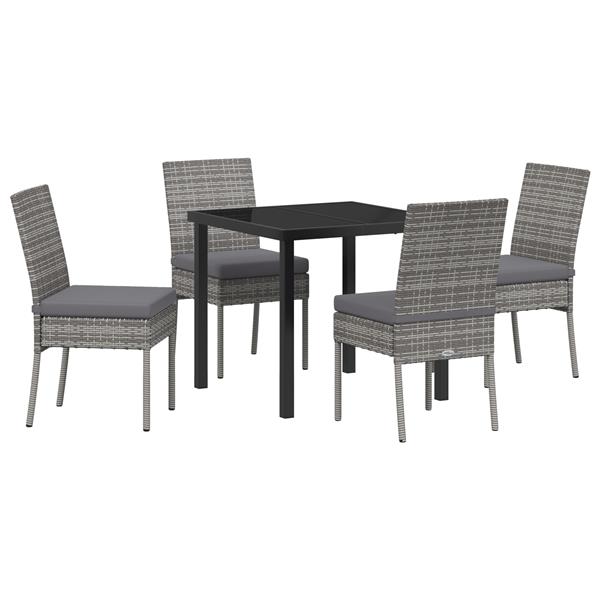 Grote foto vidaxl 5 delige tuin eetset grijze poly rattan tuin en terras tuinmeubelen