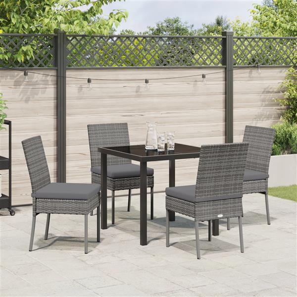 Grote foto vidaxl 5 delige tuin eetset grijze poly rattan tuin en terras tuinmeubelen