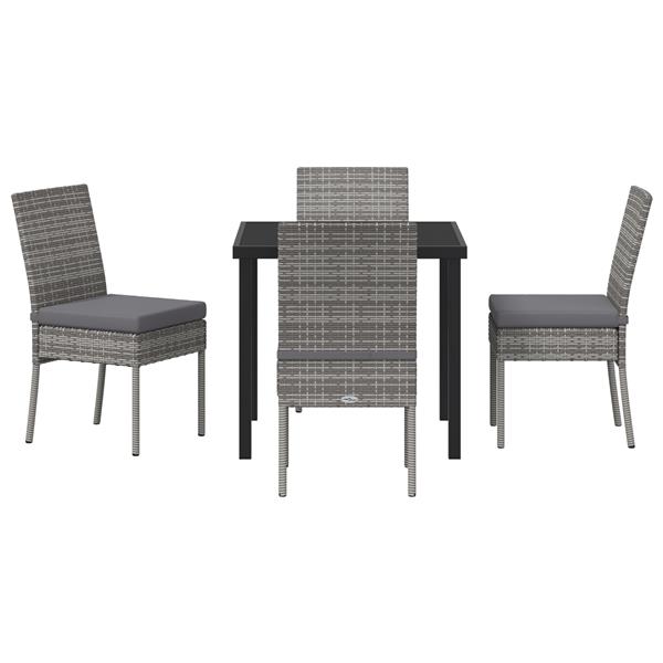 Grote foto vidaxl 5 delige tuin eetset grijze poly rattan tuin en terras tuinmeubelen