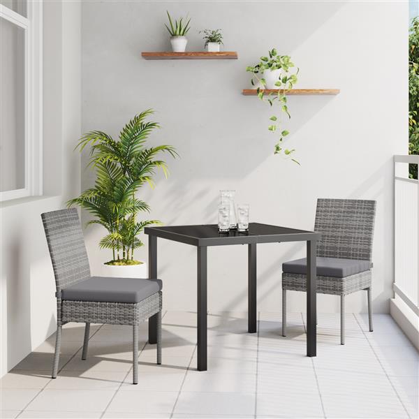 Grote foto vidaxl 3 delige tuin eetset grijs poly rattan tuin en terras tuinmeubelen