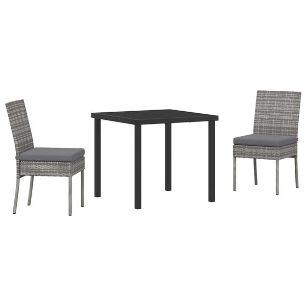 Grote foto vidaxl 3 delige tuin eetset grijs poly rattan tuin en terras tuinmeubelen