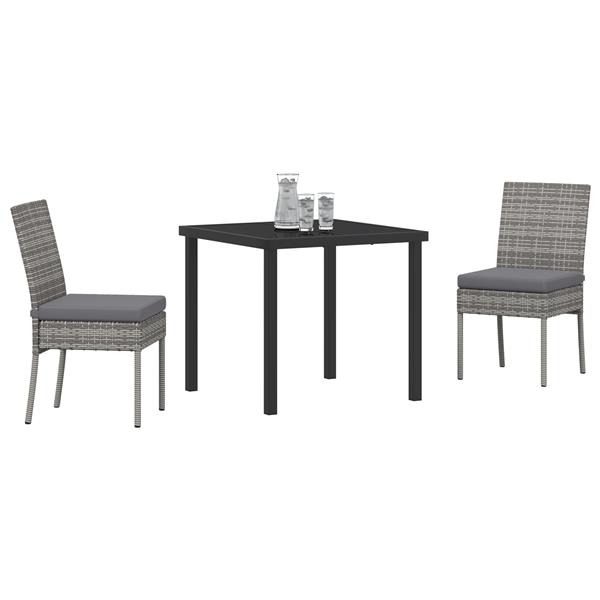 Grote foto vidaxl 3 delige tuin eetset grijs poly rattan tuin en terras tuinmeubelen