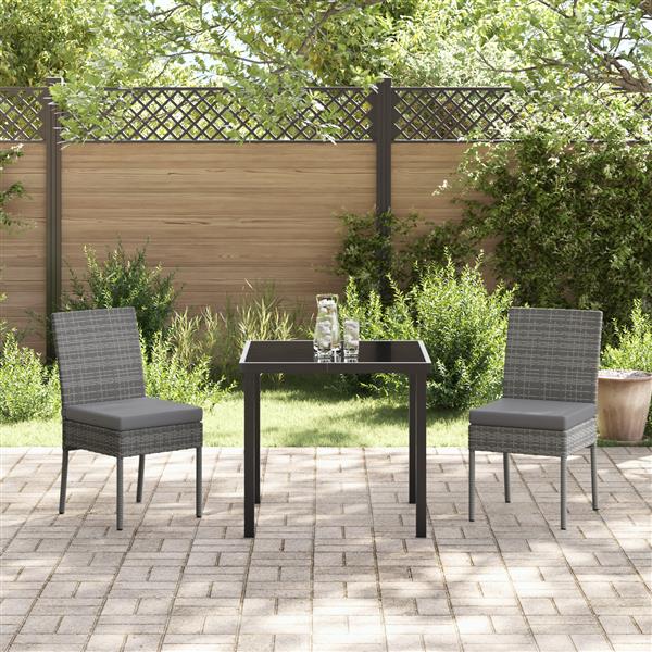 Grote foto vidaxl 3 delige tuin eetset grijs poly rattan tuin en terras tuinmeubelen