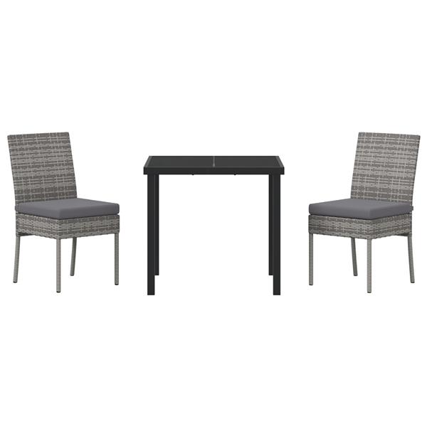 Grote foto vidaxl 3 delige tuin eetset grijs poly rattan tuin en terras tuinmeubelen