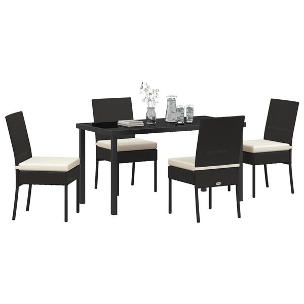 Grote foto vidaxl 5 delige tuinset zwart poly rattan tuin en terras tuinmeubelen