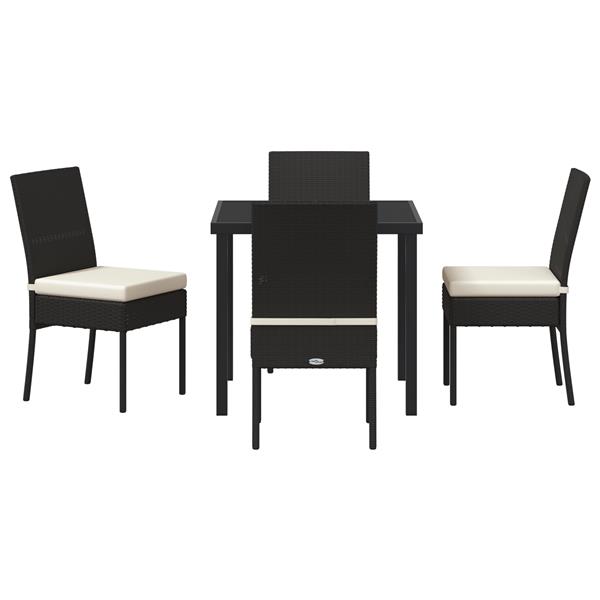 Grote foto vidaxl 5 delige tuin eetset zwart poly rattan tuin en terras tuinmeubelen