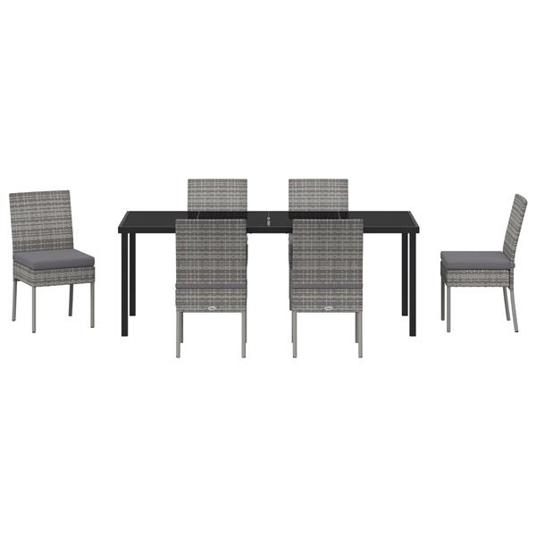 Grote foto vidaxl 7 delige tuinset grijs poly rattan tuin en terras tuinmeubelen