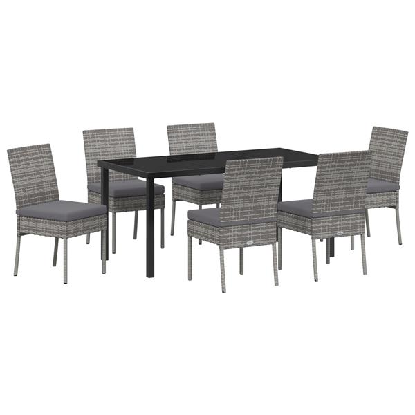 Grote foto vidaxl 7 delige tuin eetset grijs poly rattan tuin en terras tuinmeubelen