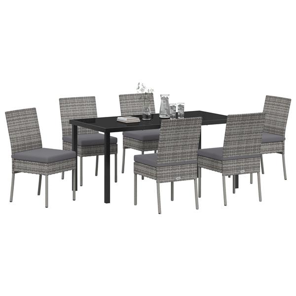 Grote foto vidaxl 7 delige tuin eetset grijs poly rattan tuin en terras tuinmeubelen