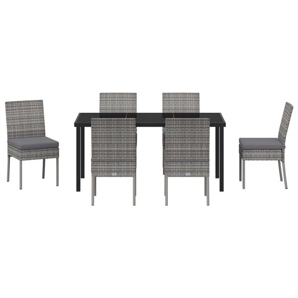 Grote foto vidaxl 7 delige tuin eetset grijs poly rattan tuin en terras tuinmeubelen