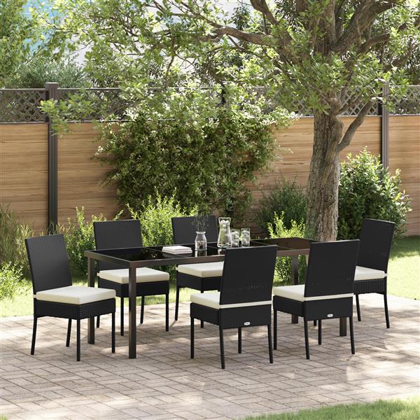 Grote foto vidaxl 7 delige tuin eetset zwart poly rattan tuin en terras tuinmeubelen