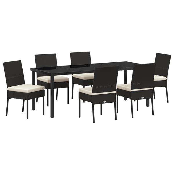 Grote foto vidaxl 7 delige tuin eetset zwart poly rattan tuin en terras tuinmeubelen