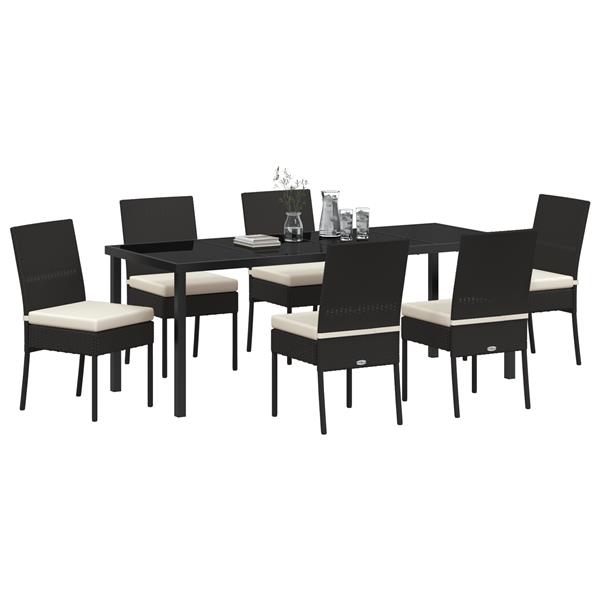 Grote foto vidaxl 7 delige tuin eetset zwart poly rattan tuin en terras tuinmeubelen
