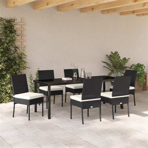 Grote foto vidaxl 7 delige tuin eetset zwart poly rattan tuin en terras tuinmeubelen