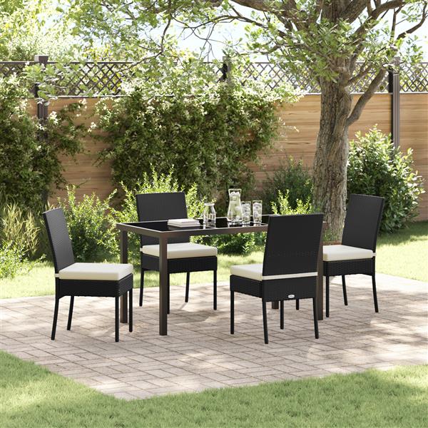 Grote foto vidaxl 5 delige tuin eetset zwart poly rattan tuin en terras tuinmeubelen