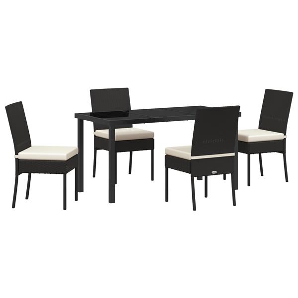 Grote foto vidaxl 5 delige tuin eetset zwart poly rattan tuin en terras tuinmeubelen